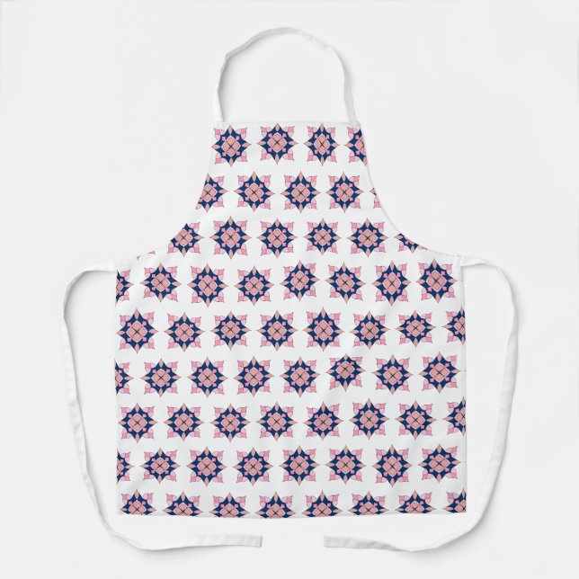 Blush Pink and Navy Geometric Floral Tiles Schürze (Vorderseite)
