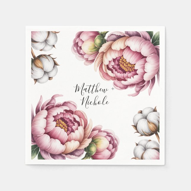 Blush Pink and White Cotton Wedding Serviette (Vorderseite)
