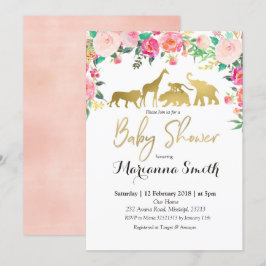 Blush Pink Animal Baby Dusche Einladung