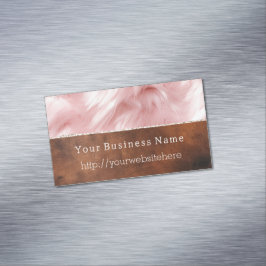 Blush Pink Animal Fur Brown Cowhid Magnetische Visitenkarte