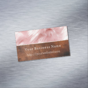Blush Pink Animal Fur Brown Cowhid Magnetische Visitenkarte