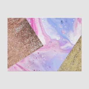 Blush Pink Aqua Blue Flüssiger Marmor Glitzer Geo Seidenpapier