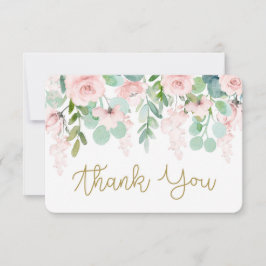 Blush Pink Aquarell Blumenkarte Danke Karte