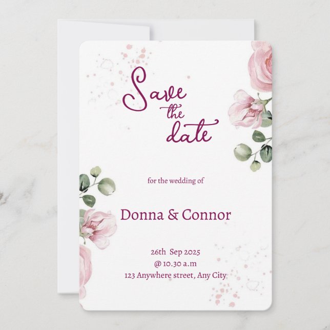 Blush Pink Aquarell Blumenzwiebeln Einladung (Vorderseite)