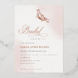Blush Pink Aquarell Butterfly Brautparty Folieneinladung