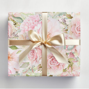 Blush Pink Aquarell Rose Blume Bloral Geschenkpapier Set