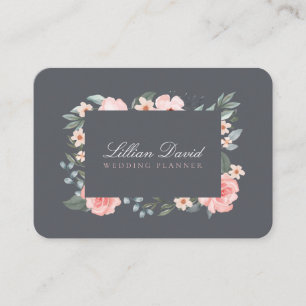 Blush Pink Aquarell Rose und Grünpflanzen Visitenkarte