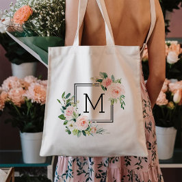 Blush Pink Aquarellblutmonogramm Tragetasche