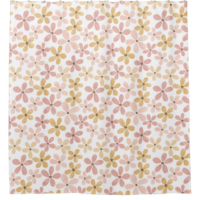 Blush Pink Aquarellfarben Duschvorhang (Vorderseite)