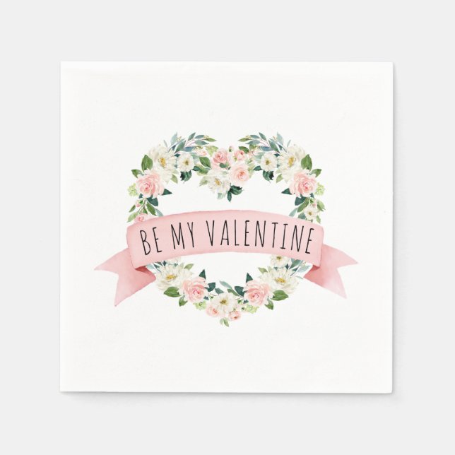 Blush Pink Aquarellfarben Valentine Serviette (Vorderseite)