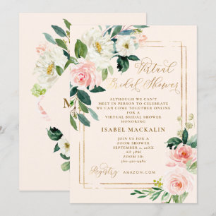 Blush Pink Aquarellfarben Virtual Brautparty Einladung