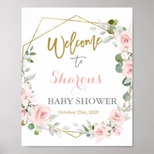 Blush Pink Baby Dusche Mädchen Begrüßungszeichen Poster