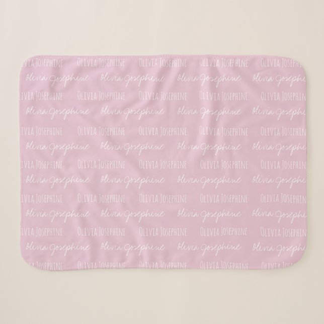 Blush pink Baby Girl Blanket Individuelle Name wie Sherpadecke (Vorderseite (Horizontal))
