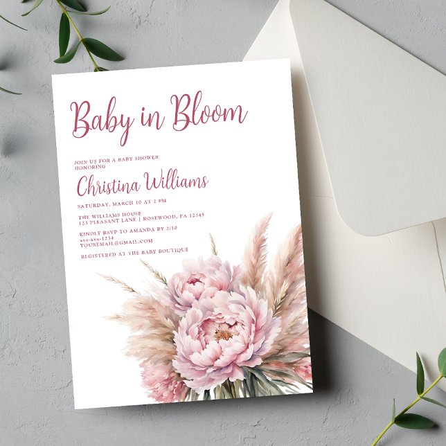 Blush Pink Baby in Bloom Girl Baby Dusche Einladung (Von Creator hochgeladen)