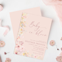 Blush Pink Baby In Bloom Wildflower QR Baby Shower