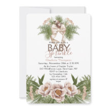 Blush Pink Baby Sprinkle Winter Floral Baby Dusche