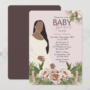 Blush Pink Babydusche Aquarell Bläserfarben Einladung