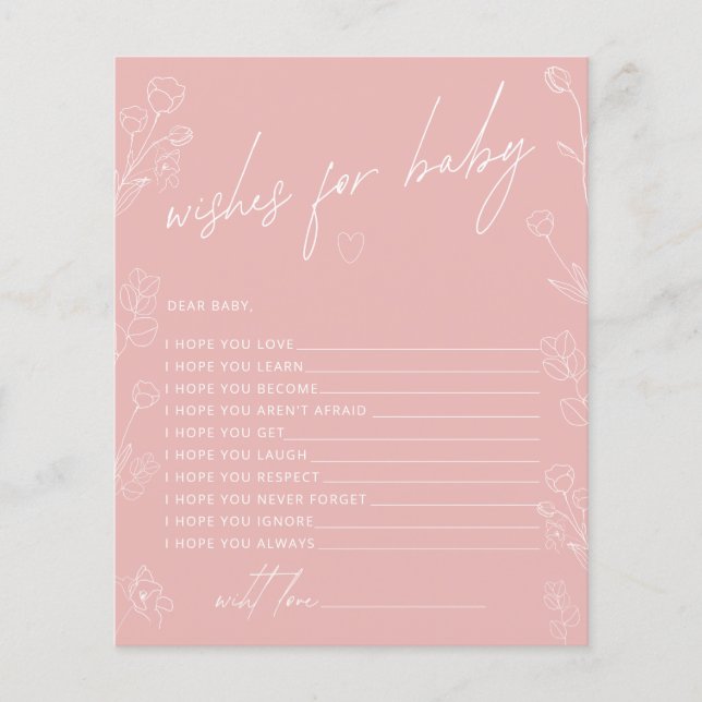 Blush Pink Babydusche wünscht Einschließkarte (Vorderseite)