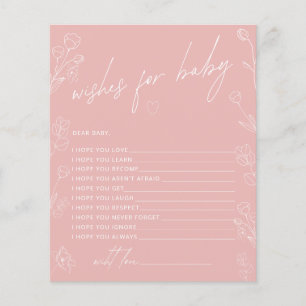 Blush Pink Babydusche wünscht Einschließkarte