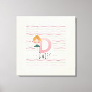 Blush Pink Ballerina Monogram D - Personalisiert A Leinwanddruck
