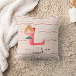 Blush Pink Ballerina Monogram L - Personalisierte  Kissen