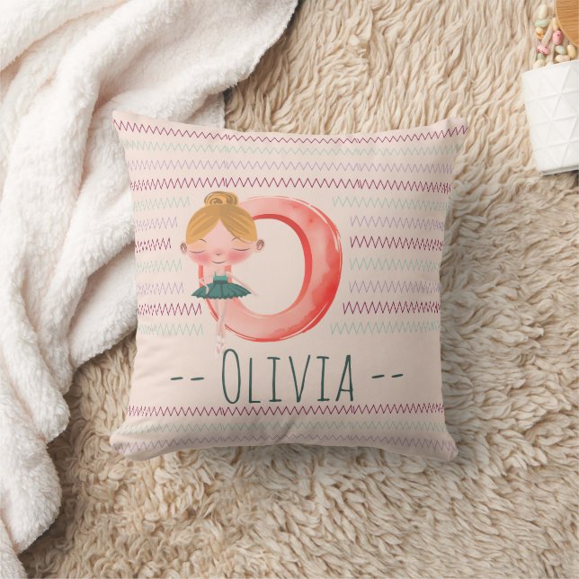 Blush Pink Ballerina Monogram O – Personalized Art Kissen (Decke)