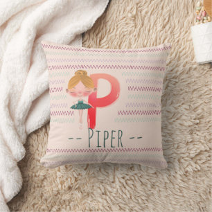 Blush Pink Ballerina Monogram P - Personalisierte  Kissen