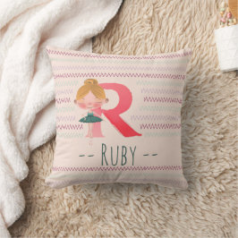 Blush Pink Ballerina Monogram R - Personalisierte Kissen