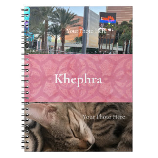 Blush Pink Batik Name und Foto Collage Notizblock