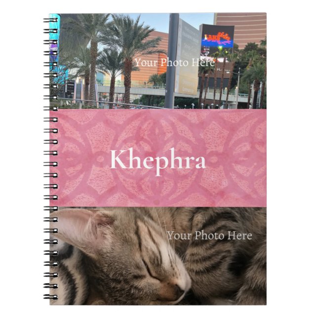 Blush Pink Batik Name und Foto Collage Notizblock (Vorderseite)