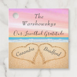 Blush Pink Beach Hochzeit 2 Herzen im Sand Geschenkanhänger