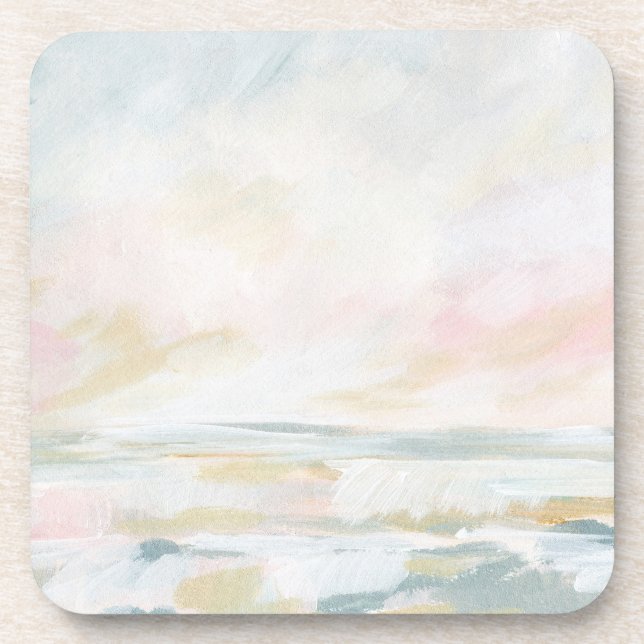 Blush Pink Beach Seascape Kunststoff-Untersetzer Getränkeuntersetzer (Vorderseite)