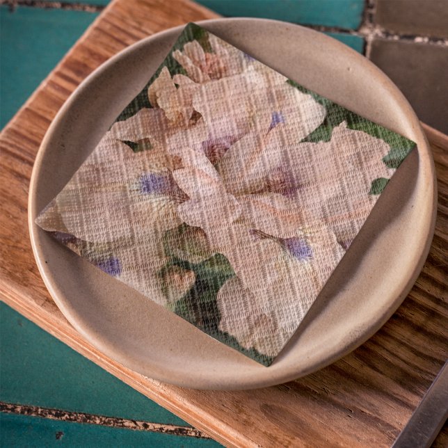 Blush Pink Bearded Iris Floral Napkins Serviette (In Situ Plate)