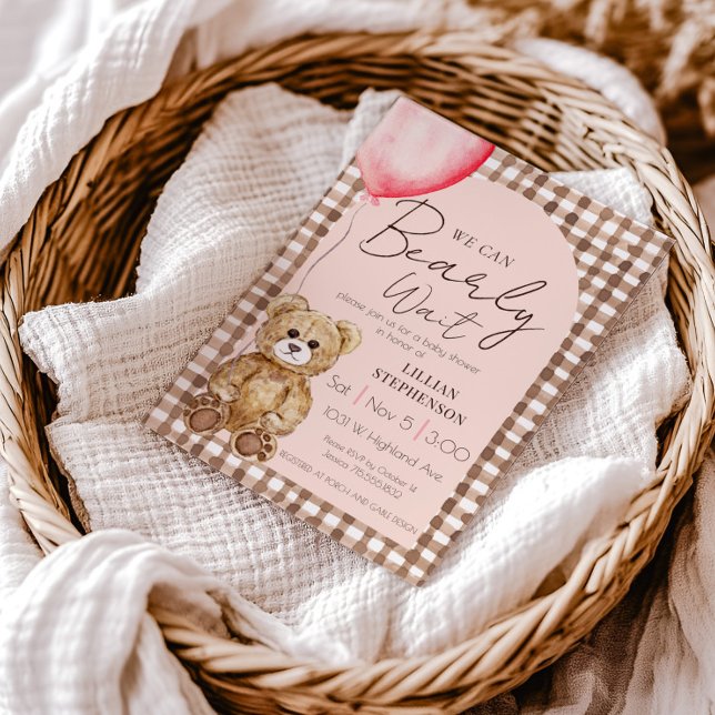 Blush Pink Bearly Wait Girl Baby Dusche Einladung (Von Creator hochgeladen)