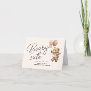 Blush Pink Beary Niedlich Baby Dusche Dankeskarte