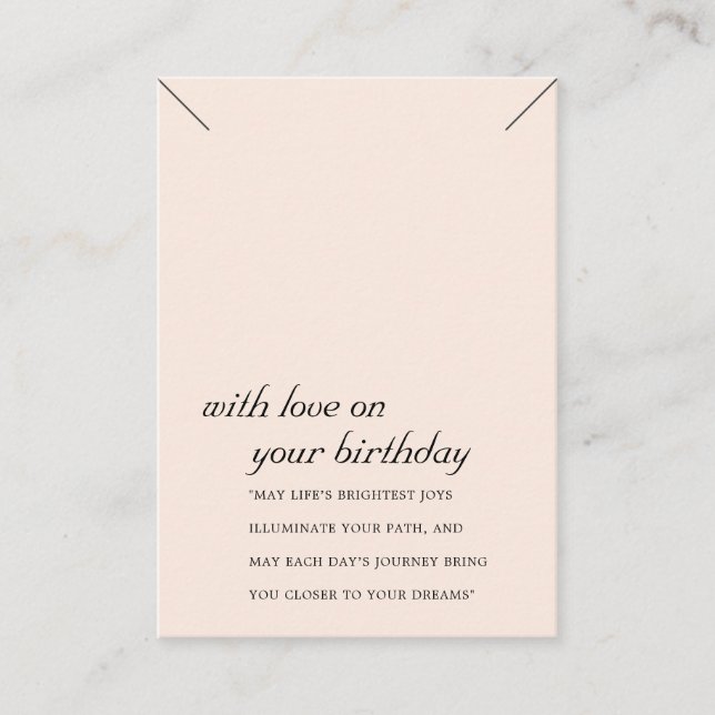 BLUSH PINK BIRTHDAY GIFT NECKLACE DISPLAY CARD PLATZKARTE (Vorderseite)