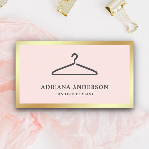 Blush Pink Black Clothes Hanger Fashion Stylist Visitenkarte