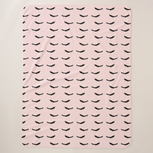 Blush Pink Black Eyelashes Sherpadecke (Vorderseite)