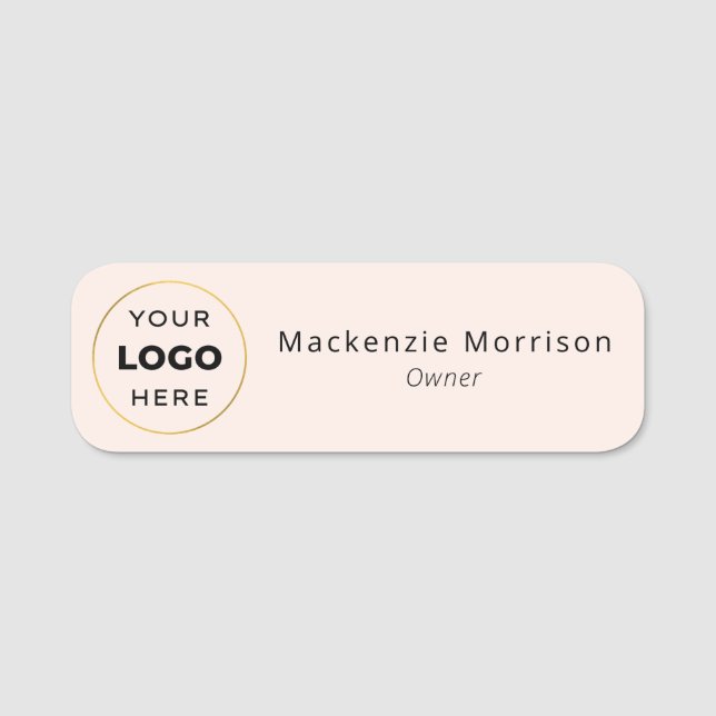 Blush Pink Black Makeup Salon Logo Namensschild (Vorderseite)