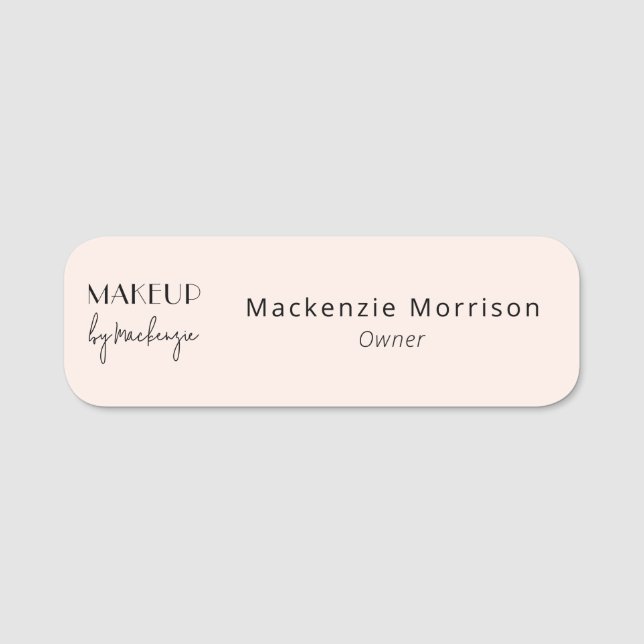 Blush Pink Black Makeup Salon Namensschild (Vorderseite)