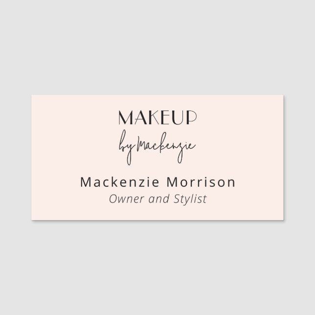 Blush Pink Black Makeup Salon Rectangle Namensschild (Vorderseite)