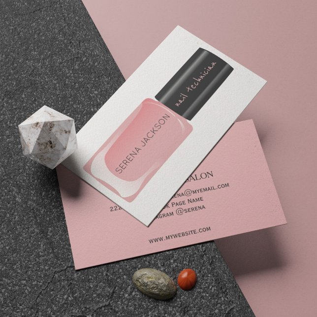 Blush Pink Black Nail poliert Flaschenmanikurist Visitenkarte (Von Creator hochgeladen)
