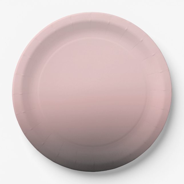 Blush Pink & Black Ombre Moderne schicke Hochzeit Pappteller (Vorderseite)