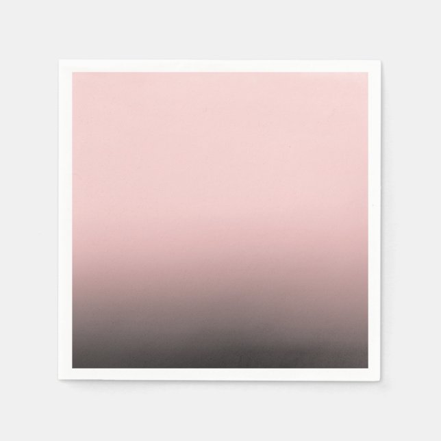Blush Pink & Black Ombre Moderne schicke Hochzeit Serviette (Vorderseite)
