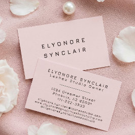 Blush Pink Black Script Lashes Visitenkarte