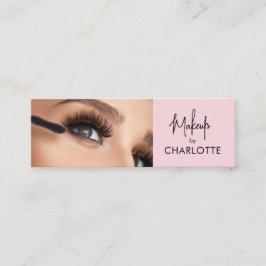 Blush Pink Black Script Photo Makeup  Mini Visitenkarte