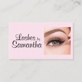 Blush Pink Black Script Photo Makeup Telefonnummerkarte