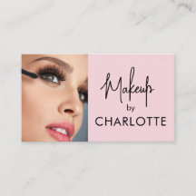 Blush Pink Black Script Photo Makeup