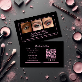 Blush Pink Black Social Icon QR Code Photo Makeup Visitenkarte