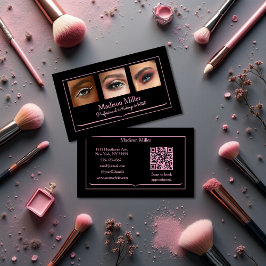 Blush Pink Black Social Icon QR Code Photo Makeup Visitenkarte